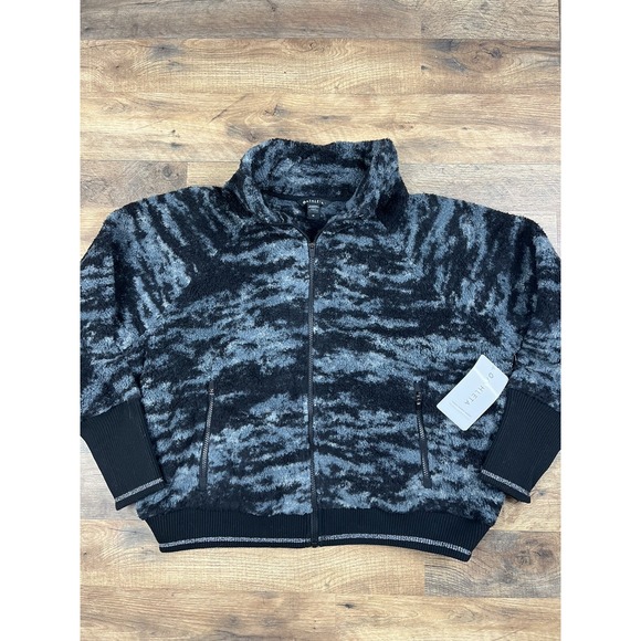 Athleta Jackets & Blazers - Athleta Womens 1X Jacket Tugga Sherpa Fog Camp Full‎ Zip Fleece NWT Black & Grey